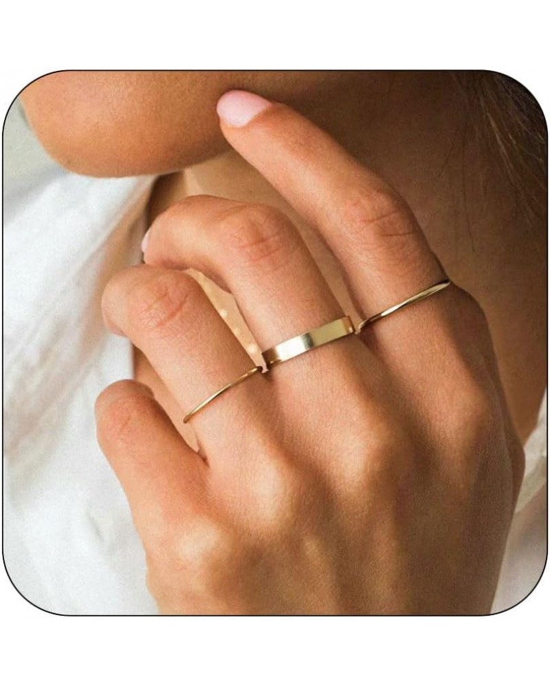 3PCS Gold Rings for Women Girls Dainty 14K Gold Stacking Stackable Rings Thin Gold Ring Set for Women Comfort Fit Size 5 to 1...