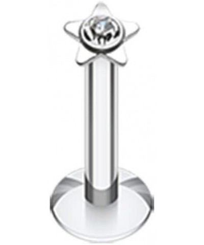 Sparkle Star Top Internally Threaded Labret 16 GA, Length: 8mm, Clear $9.17 Body Jewelry