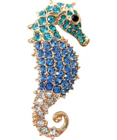 18k Gold Plated Multi-Color Crystal Sea Horse Brooch Pin Blue $8.66 Brooches & Pins