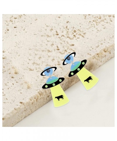 Planet UFO Aliens Earrings Space Weird Punk Acrylic Earrings women Flying Saucer UFO Dangle Earrings Novelty Fun Glitter Cute...