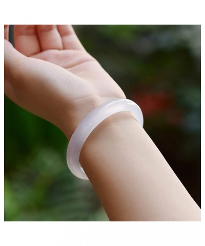 White Jade Bangle Bracelets for Women Genuine Natural Agate Bangle Chalcedony Bracelet with Gift Box (Size : 62mm) 60mm $15.4...