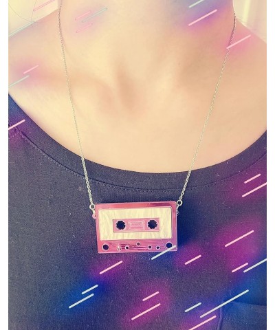 Womens Mens Retro 1980s Music Cassette Music Tape Pendant Vintage Style Costume Novelty Chain Necklace Gold $8.09 Necklaces