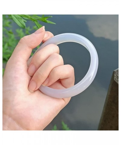 White Jade Bangle Bracelets for Women Genuine Natural Agate Bangle Chalcedony Bracelet with Gift Box (Size : 62mm) 60mm $15.4...