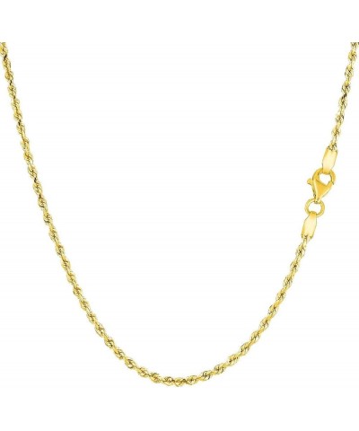 14K Yellow Gold 2.5mm Shiny Hollow Rope Chain Necklace for Pendants and Charms with Lobster-Claw Clasp 20 Inches Yellow-Gold ...