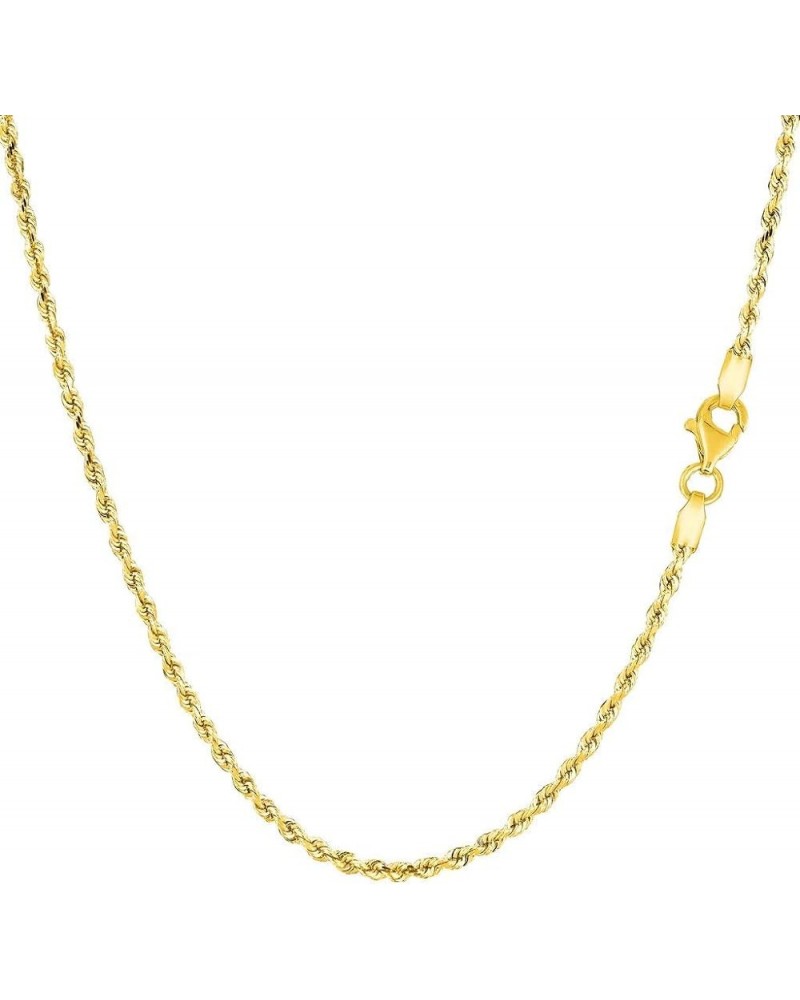 14K Yellow Gold 2.5mm Shiny Hollow Rope Chain Necklace for Pendants and Charms with Lobster-Claw Clasp 20 Inches Yellow-Gold ...