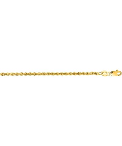 14K Yellow Gold 2.5mm Shiny Hollow Rope Chain Necklace for Pendants and Charms with Lobster-Claw Clasp 20 Inches Yellow-Gold ...