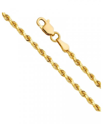 14K Yellow Gold 2.5mm Shiny Hollow Rope Chain Necklace for Pendants and Charms with Lobster-Claw Clasp 20 Inches Yellow-Gold ...