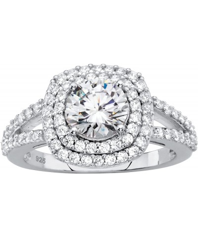 PalmBeach Platinum-plated Sterling Silver Round Cubic Zirconia Double Halo Engagement Ring Sizes 6-10 $23.91 Rings