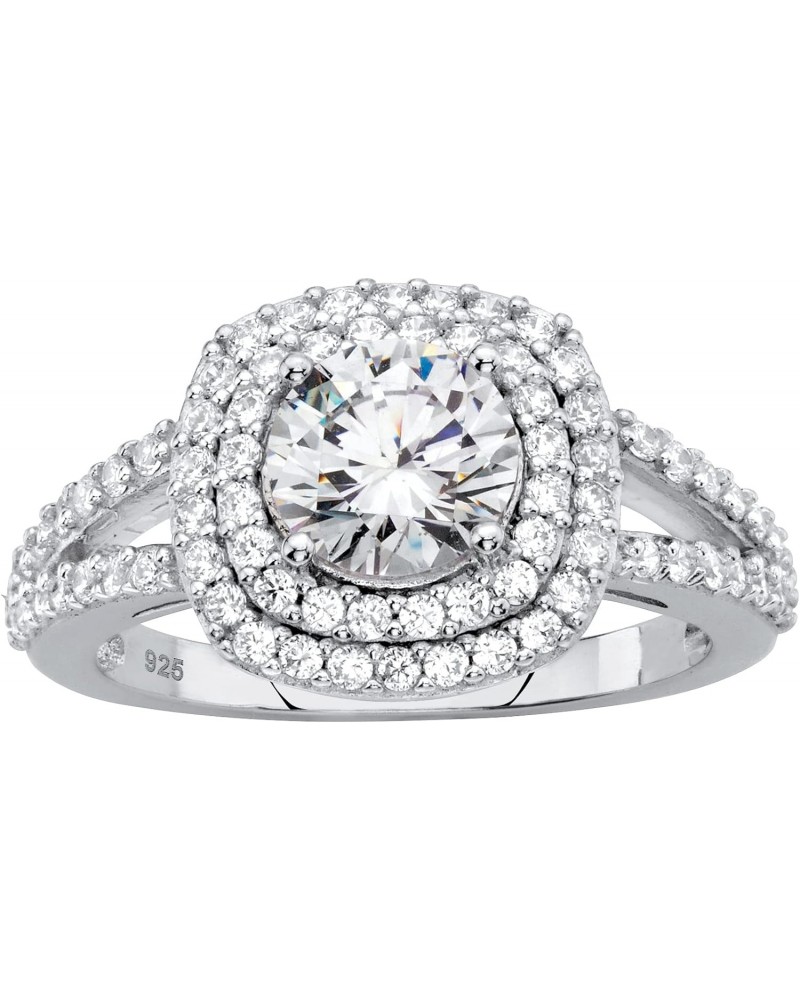 PalmBeach Platinum-plated Sterling Silver Round Cubic Zirconia Double Halo Engagement Ring Sizes 6-10 $23.91 Rings