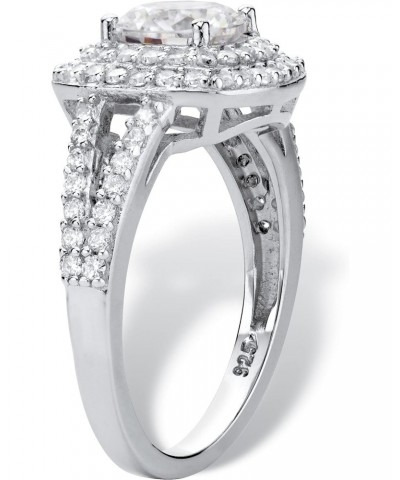 PalmBeach Platinum-plated Sterling Silver Round Cubic Zirconia Double Halo Engagement Ring Sizes 6-10 $23.91 Rings