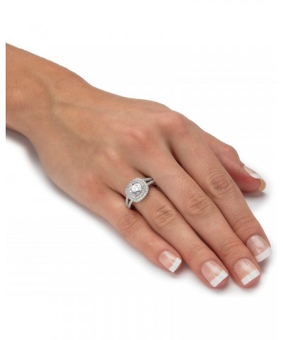 PalmBeach Platinum-plated Sterling Silver Round Cubic Zirconia Double Halo Engagement Ring Sizes 6-10 $23.91 Rings