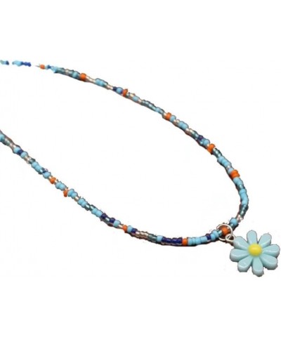 Daisy Flower Necklaces for Girls Beaded Necklace Colorful Boho Beaded Choker Necklace for Women Cute Flower Necklace for Teen...