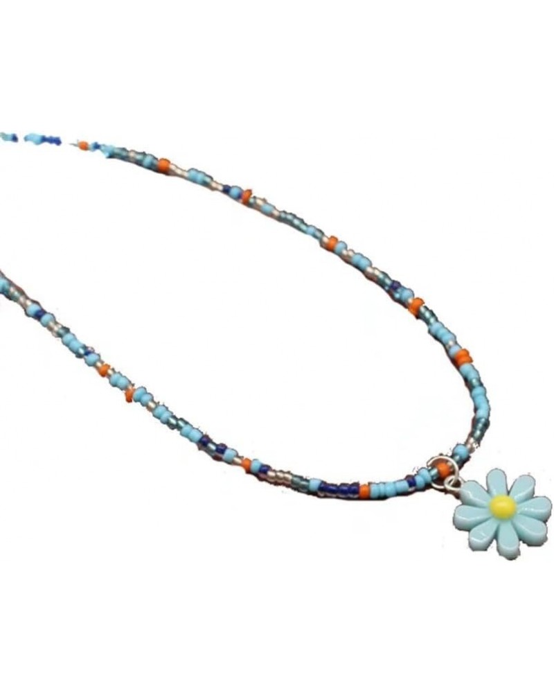 Daisy Flower Necklaces for Girls Beaded Necklace Colorful Boho Beaded Choker Necklace for Women Cute Flower Necklace for Teen...