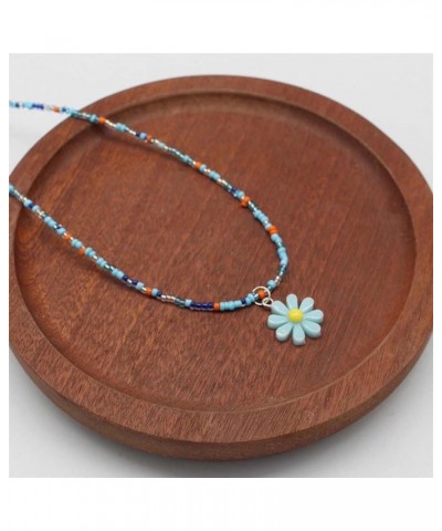 Daisy Flower Necklaces for Girls Beaded Necklace Colorful Boho Beaded Choker Necklace for Women Cute Flower Necklace for Teen...