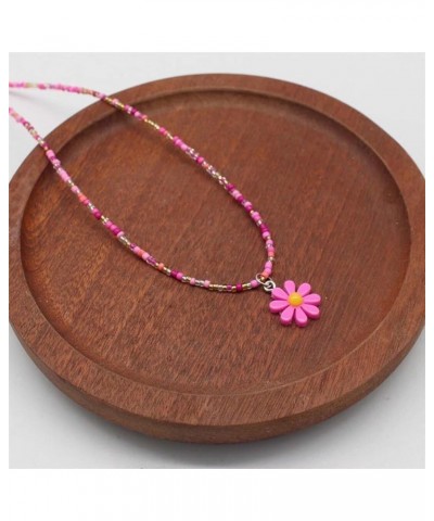 Daisy Flower Necklaces for Girls Beaded Necklace Colorful Boho Beaded Choker Necklace for Women Cute Flower Necklace for Teen...