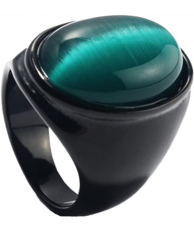 Men's Women's Stainless Steel Gemstone Ring Multi Colors Black Green $8.47 Rings