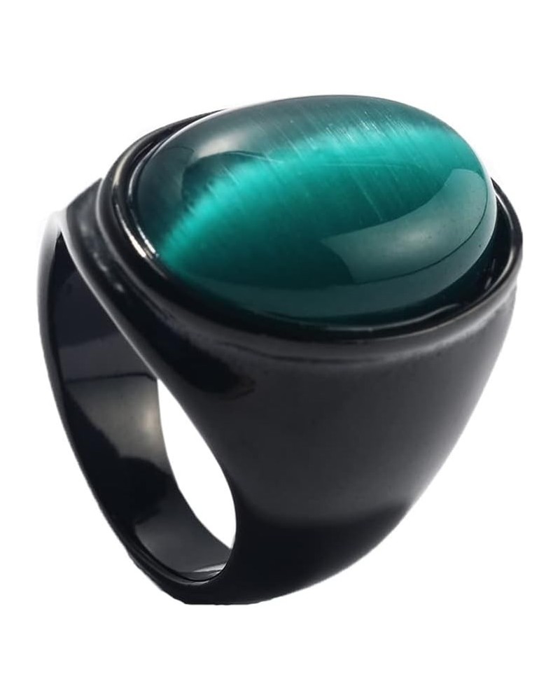 Men's Women's Stainless Steel Gemstone Ring Multi Colors Black Green $8.47 Rings