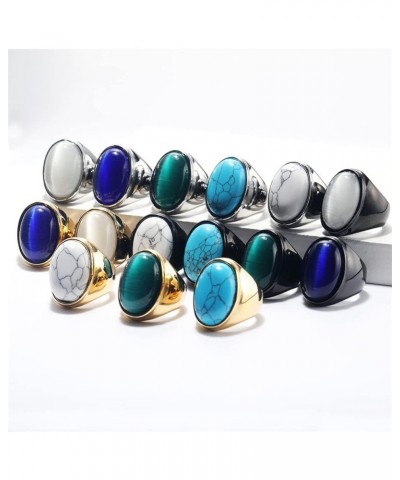 Men's Women's Stainless Steel Gemstone Ring Multi Colors Black Green $8.47 Rings