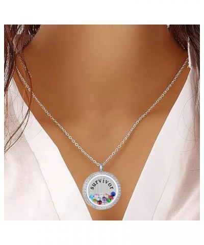 Inspirational Stainless Steel Floating Charm Magnetic Glass Locket Necklace,Gifts For Women. Crystal-Survivor $9.27 Necklaces