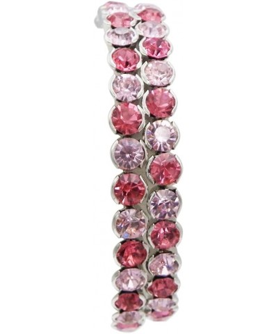 Women's Stunning Double Pink Crystal Rhinestone Flexible Silver Tone Coil Wrap Around Cuff Bracelet Barbie Costume Jewelry, 7...