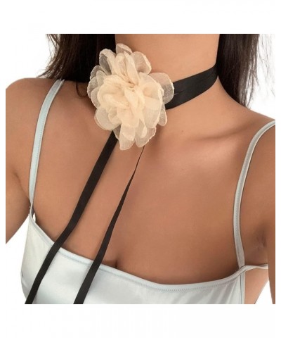 Vintage Flower Velvet Choker Necklace Gothic Large Lace Rose Neck Chain Long Wrap Collar Tie Floral Women Neck Accessories Br...