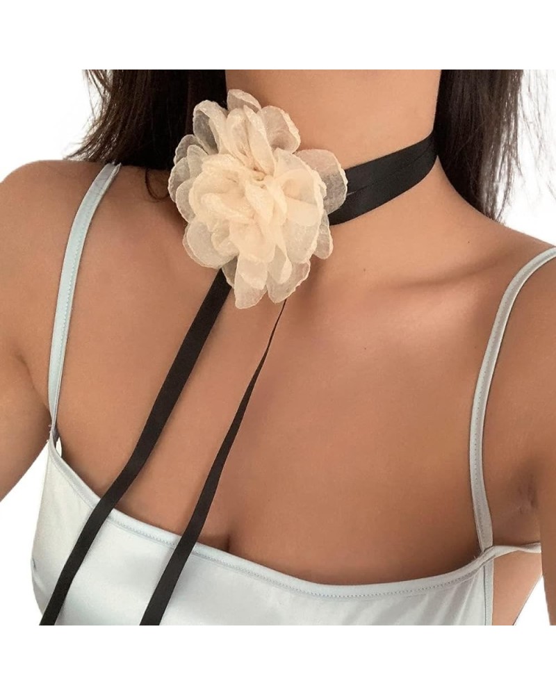 Vintage Flower Velvet Choker Necklace Gothic Large Lace Rose Neck Chain Long Wrap Collar Tie Floral Women Neck Accessories Br...