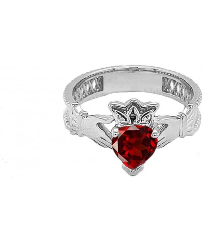 Certified 14k White Gold Personalized Birthstone Cubic Zirconia Celtic Claddagh Proposal Ring January Birthstone $142.00 Rings