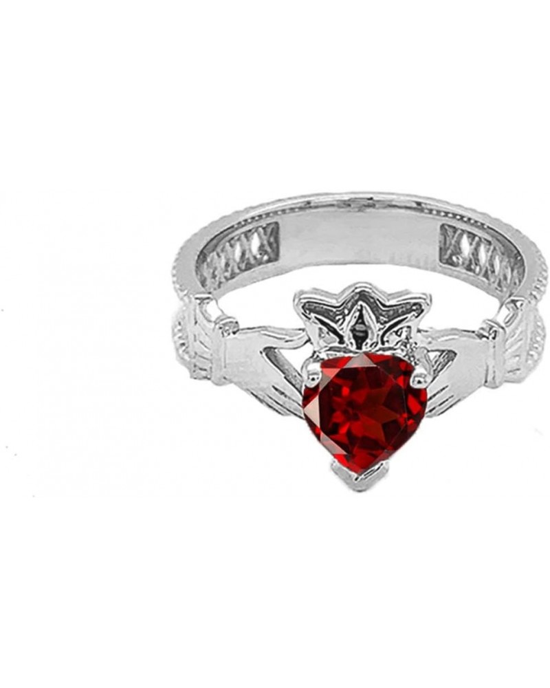 Certified 14k White Gold Personalized Birthstone Cubic Zirconia Celtic Claddagh Proposal Ring January Birthstone $142.00 Rings