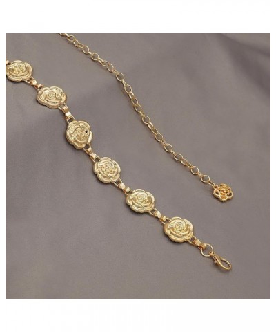 Small Flower Metal Belt Chain - Adjustable Waist Chain for Women's Dresses Gold Flower B S: 41.3 in/105 cm $8.54 Body Jewelry