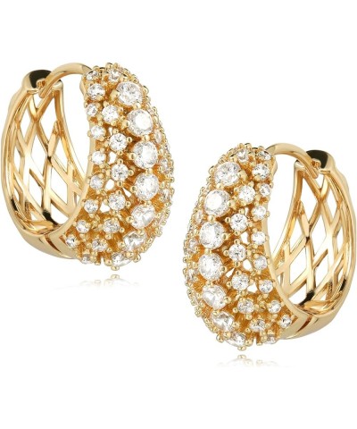 18K Gold Plated Huggie Earrings with Shining Cubic Zriconia Geometry Beads Star Hoop Earrings for Women Chunky Hoop CZ $8.97 ...