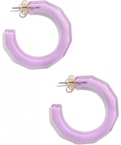 Colorful Resin Acrylic Textured Flat Hoop Earring for Women Girls Lavender $13.86 Earrings