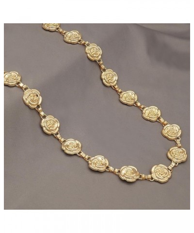 Small Flower Metal Belt Chain - Adjustable Waist Chain for Women's Dresses Gold Flower B S: 41.3 in/105 cm $8.54 Body Jewelry