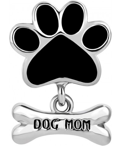 Stainless Steel Dog Mom Charm Pet Paw Print Beads For Bracelets Dog Mom Black $8.54 Bracelets