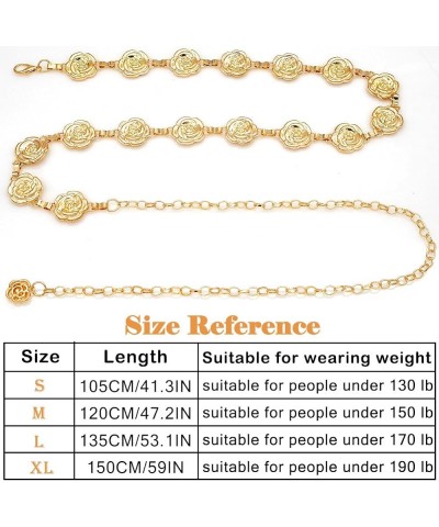 Small Flower Metal Belt Chain - Adjustable Waist Chain for Women's Dresses Gold Flower B S: 41.3 in/105 cm $8.54 Body Jewelry