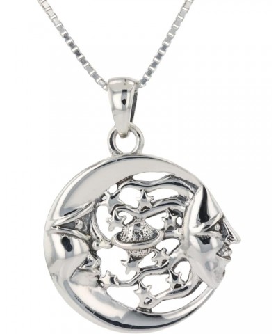 Moon Sun Stars Celestial Planet Sterling Silver Pendant Necklace 18 $25.60 Necklaces