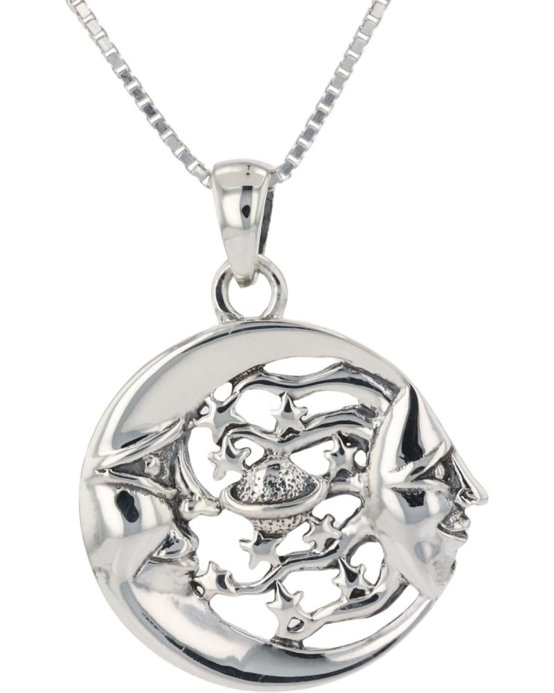 Moon Sun Stars Celestial Planet Sterling Silver Pendant Necklace 18 $25.60 Necklaces