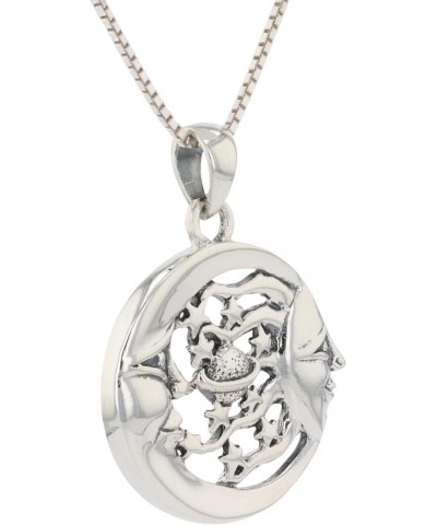 Moon Sun Stars Celestial Planet Sterling Silver Pendant Necklace 18 $25.60 Necklaces