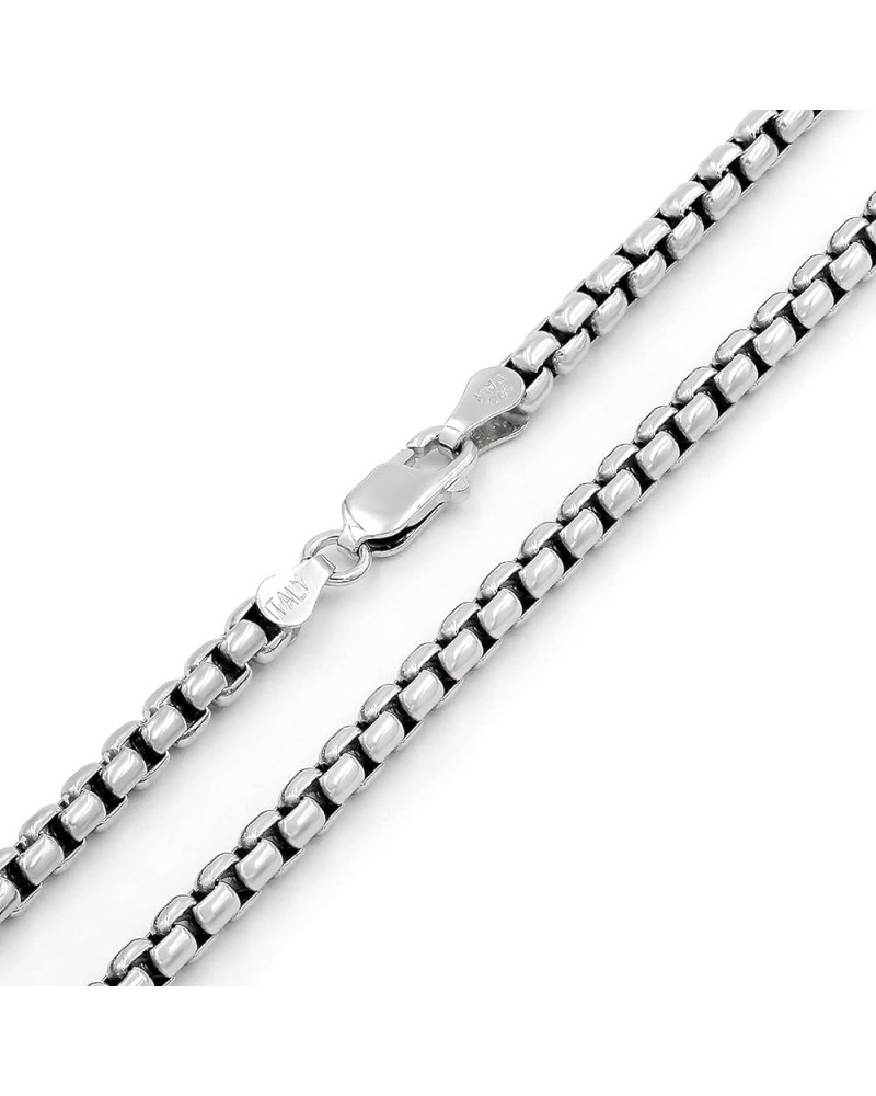 925 Sterling Silver Italian 1.5mm - 3.5mm Round Box Chain, Solid Rolo Link Rhodium Necklace or Bracelet 3.5mm $32.39 Bracelets