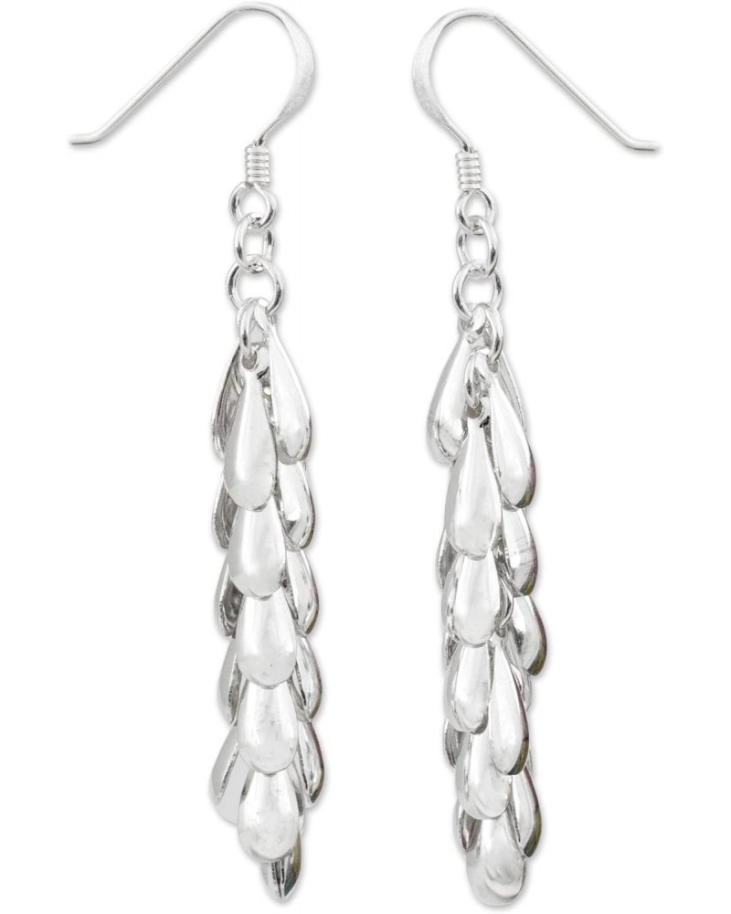 Artisan Handmade .925 Sterling Silver Cluster Earrings Waterfall Dangle Thailand 'Heavenly Dewdrops' $21.98 Earrings