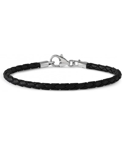 Reflections Sterling Silver Black Leather Lobster Clasp Bead Bracelet 8.5 Inch $18.19 Bracelets