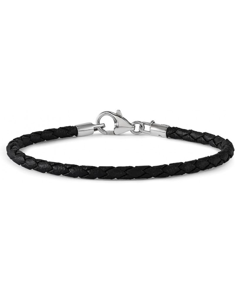 Reflections Sterling Silver Black Leather Lobster Clasp Bead Bracelet 8.5 Inch $18.19 Bracelets