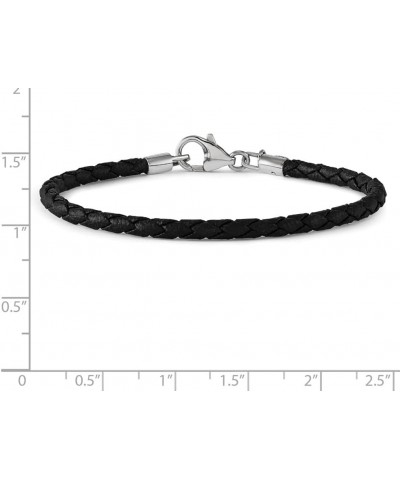 Reflections Sterling Silver Black Leather Lobster Clasp Bead Bracelet 8.5 Inch $18.19 Bracelets