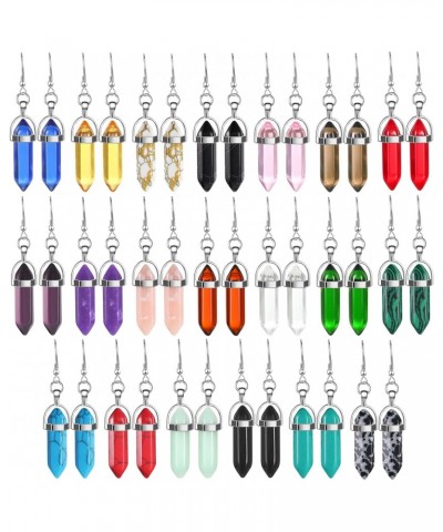 20 Pairs Healing Crystal Earrings for Women Girls Healing Quartz Stones Earrings Crystal Point Earrings Hexagonal Dangle Drop...