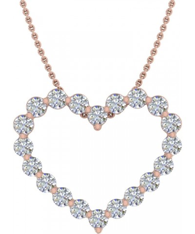 1/4 to 1 Carat Diamond Heart Pendant Necklace in 14K Gold or in Platinum (Silver Chain Included) (I1-I2 Clarity) Rose Gold 0....