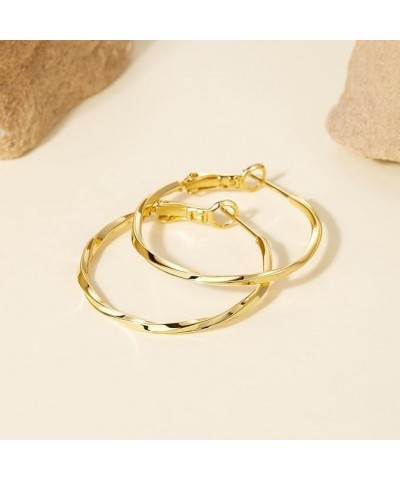 14K Gold Hoop Earrings for Women, Twisted Large Gold Hoop Earrings, Trendy Gold Hoops, Gold Hoops Earrings Hoops, Dainty Thin...