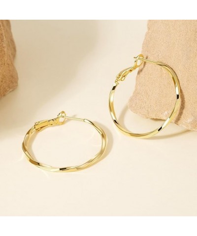 14K Gold Hoop Earrings for Women, Twisted Large Gold Hoop Earrings, Trendy Gold Hoops, Gold Hoops Earrings Hoops, Dainty Thin...