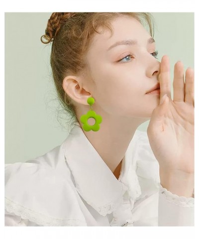 70s 80s Alloy Flower Earrings for Women Chic Boho Clay Daisy Drop Earrings for Girl Teens 60/70s Earrings Green Flower Earrin...