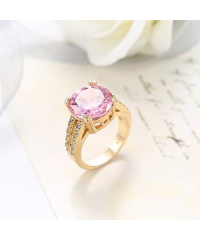 14K Rose Gold Cushion Halo Cubic Zirconia CZ Engagement Ring Set with Pink Artificial Diamond Women's Cocktail Ring Single St...