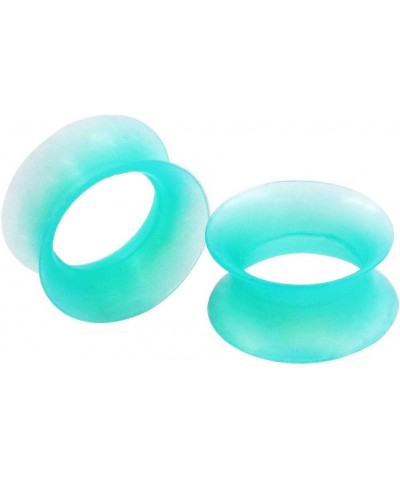 2 PC Extra Soft Silicone Flexible Ear Skin Tunnels Plugs Expanders Gauges Hollow Body Piercing 8G-25mm Turquoise Green 14mm(9...