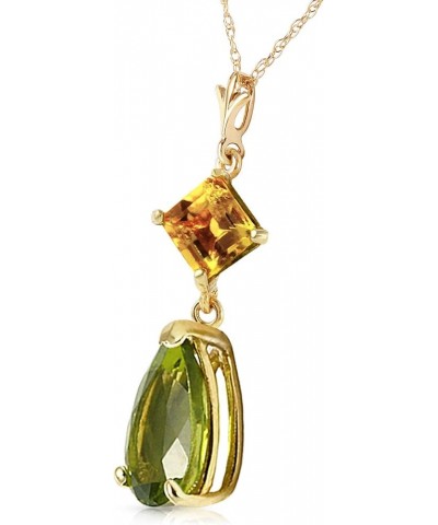 14k Yellow, White, Rose Gold Natural Citrine and Peridot Drop Pendant Necklace Yellow Gold 16.0 Inches $99.72 Necklaces